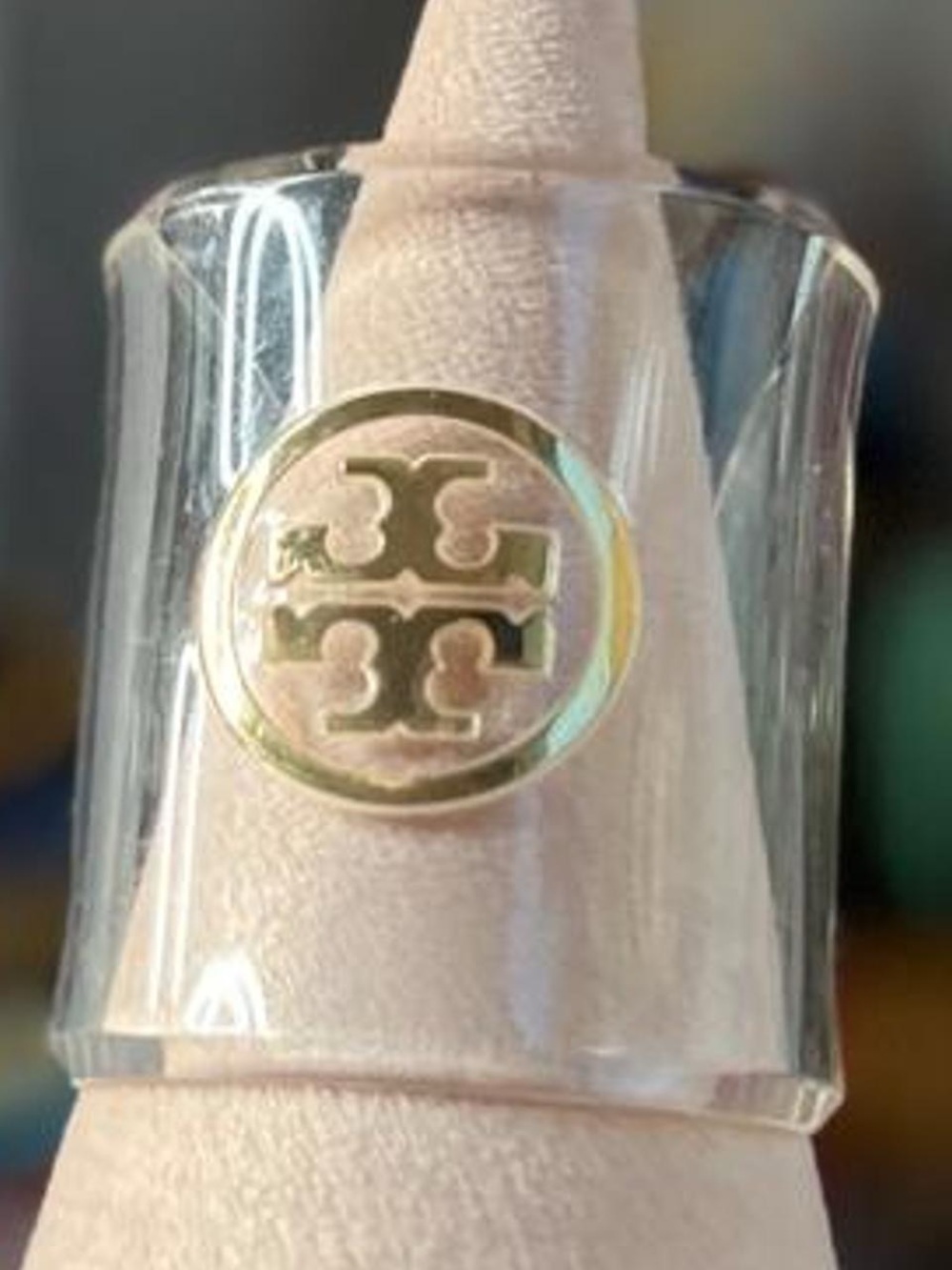 Vintage Tory Burch clear and gold cuff bangle bracelet #toryburch size 6.5